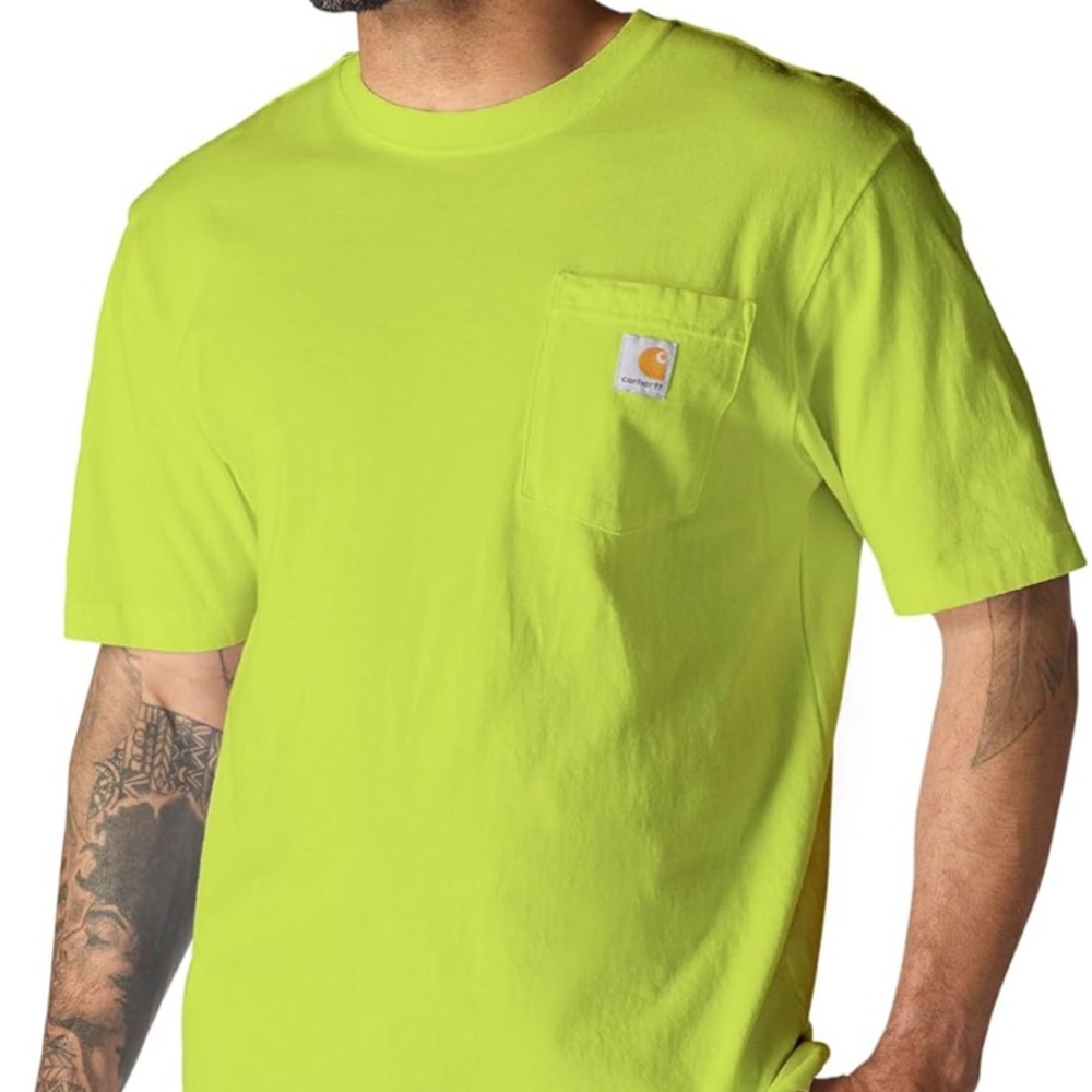 Carhartt Neon Lime Short-Sleeve Pocket Tee